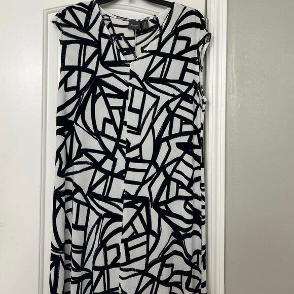 Chico's Black and White Geometric Midi Dress - Picture 3 of 11